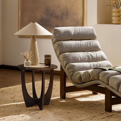 Image showing  Dark Pine Wood Round Side and End Table