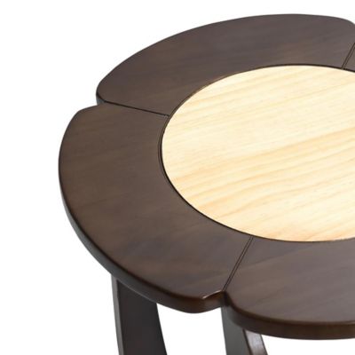 Image showing  Dark Pine Wood Round Side and End Table