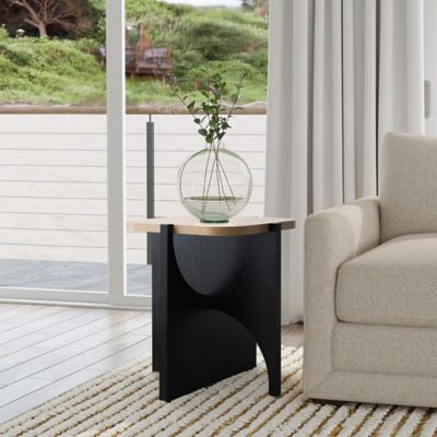 Image showing  Modern Square Side/End Table, Black/Brown