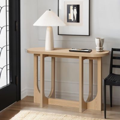 Image showing  Natural Finish MDF Wood 47-Inch Long Oval Console Table