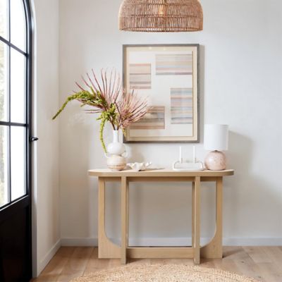 Image showing  Natural Finish MDF Wood 47-Inch Long Oval Console Table