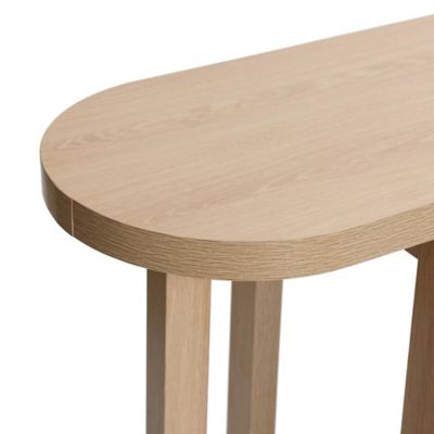 Image showing 5 th LuxenHome Natural Finish MDF Wood 47-Inch Long Oval Console Table