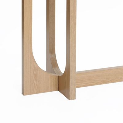 Image showing 6 th LuxenHome Natural Finish MDF Wood 47-Inch Long Oval Console Table