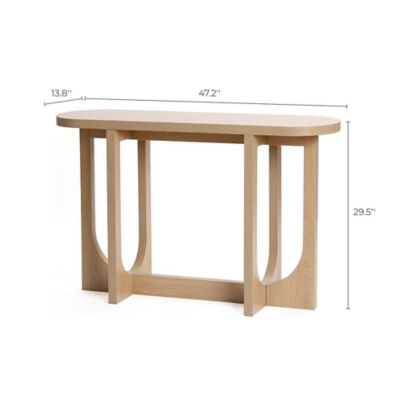 Image showing 7 th LuxenHome Natural Finish MDF Wood 47-Inch Long Oval Console Table