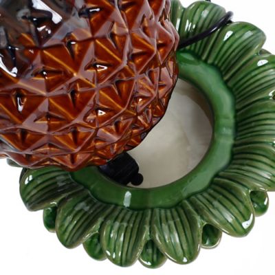 Image showing  Pineapple Ceramic Indoor/Outdoor 17.1-In Tall Tabletop Fountain, Green Top