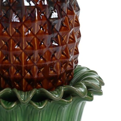 Image showing  Pineapple Ceramic Indoor/Outdoor 17.1-In Tall Tabletop Fountain, Green Top