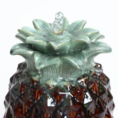 Image showing  Pineapple Ceramic Indoor/Outdoor 17.1-In Tall Tabletop Fountain, Green Top