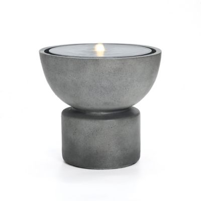 LuxenHome Gray with Speckled Black Resin Round Bubbler 18.5 in. Tall Outdoor Fountain with Lights