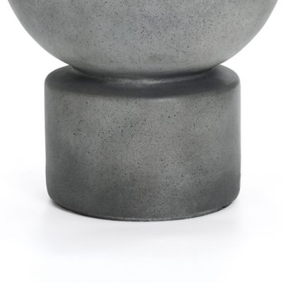 Image showing  Gray with Speckled Black Resin Round Bubbler 18.5 in. Tall Outdoor Fountain with Lights