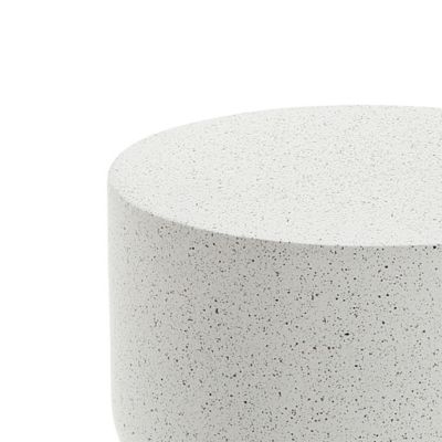 Image showing  White with Gray Flecks Pillar Round MgO Side Table, Indoors and Outdoors