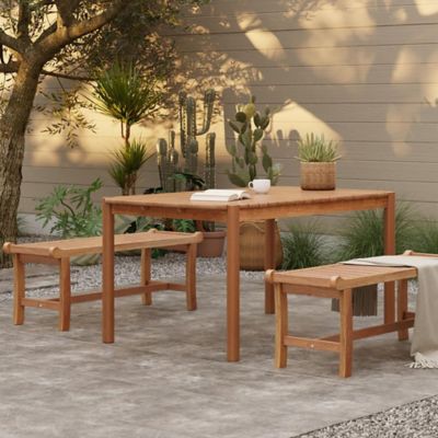 Image showing  Natural Solid Wood 6-Person 59-Inch Long Rectangle Outdoor Dining Table