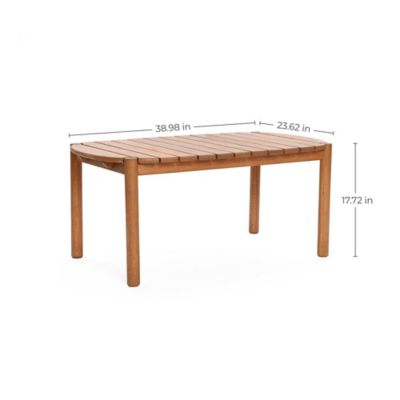 Image showing  Natural Solid Wood 40-Inch Long Rounded Rectangle Outdoor Coffee Table