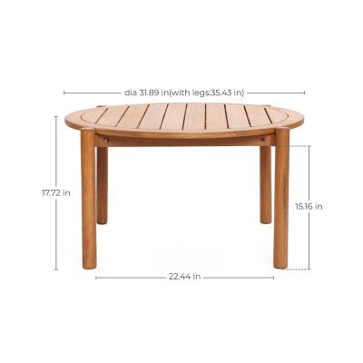 Image showing  Natural Solid Wood 35.4 in. Round Outdoor Coffee Table