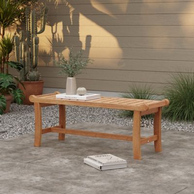 Image showing  Natural Solid Wood 47.2-Inch Long Rectangle Outdoor Bench