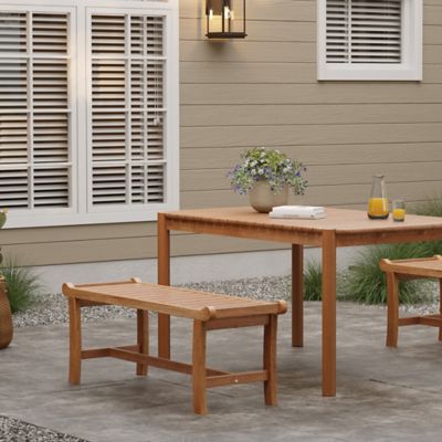 Image showing  Natural Solid Wood 47.2-Inch Long Rectangle Outdoor Bench