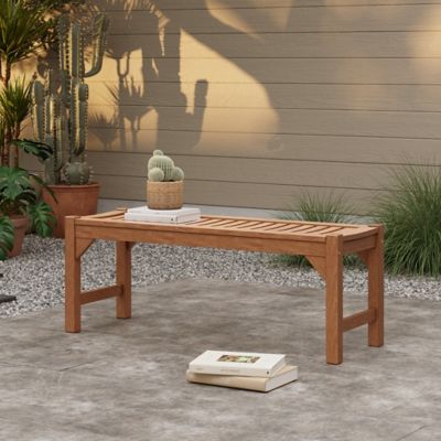 Image showing  Natural Solid Wood 47.2-Inch Long Rectangle Sloping Seat Outdoor Bench