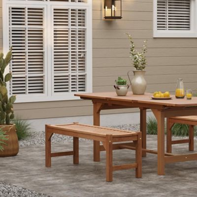 Image showing  Natural Solid Wood 47.2-Inch Long Rectangle Sloping Seat Outdoor Bench