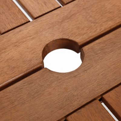 Image showing  Natural Solid Wood 60-78 in. Extending Rounded Rectangle Outdoor Dining Table