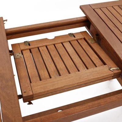 Image showing  Natural Solid Wood 60-78 in. Extending Rounded Rectangle Outdoor Dining Table