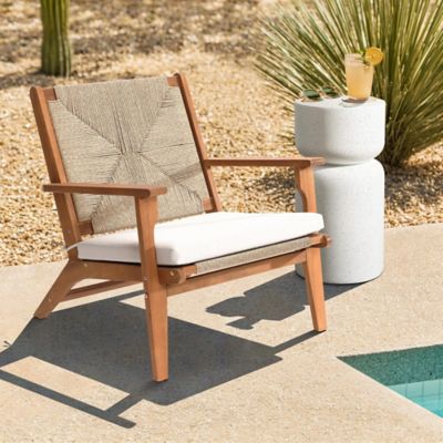 Image showing  Outdoor Acacia Wood Deck Chair with Seat Cushion