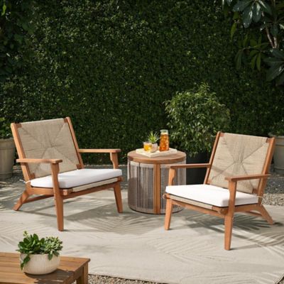 Image showing  Outdoor Acacia Wood Deck Chair with Seat Cushion