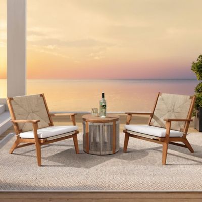 Image showing  Outdoor Acacia Wood Deck Chair with Seat Cushion