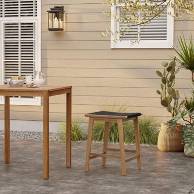 Image showing  Outdoor Acacia Wood Counter Height Stools, 2-Pack