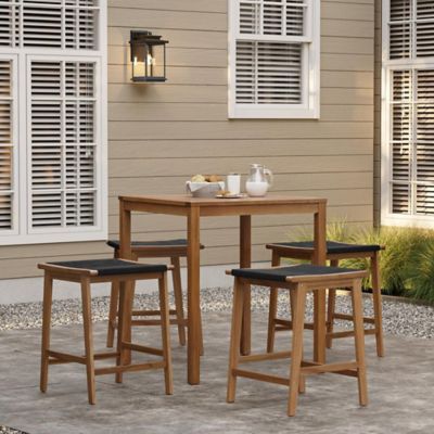 Image showing  Outdoor Acacia Wood Counter Height Stools, 2-Pack