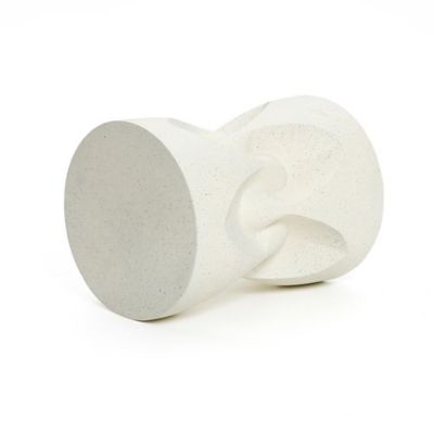 Image showing  Speckled Off White Modern Spade Round 17-Inch Tall Cement Side Table, Indoor and Outdoor