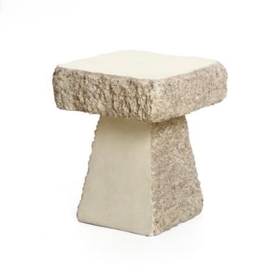 Image showing  Rock 18 in. H Cement Square Side Table, Indoor/Outdoor, Off-White