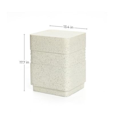 Image showing  17.7 in. H Cement Square Side Table, Indoor/Outdoor, Off-White/Speckled Gray
