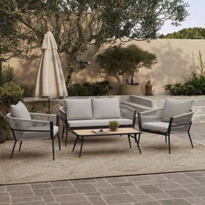 Image showing  Outdoor Aluminum with PE Rattan Armchair with Cushions