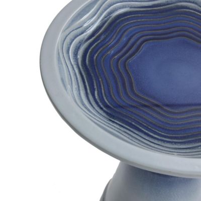 Image showing  Blue Waves 18-Inch Tall Ceramic Birdbath