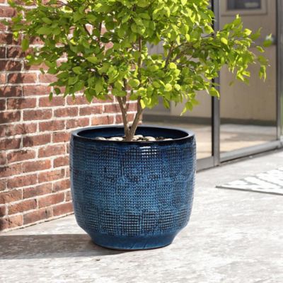 Image showing  Ocean Blue Round Ceramic Planter
