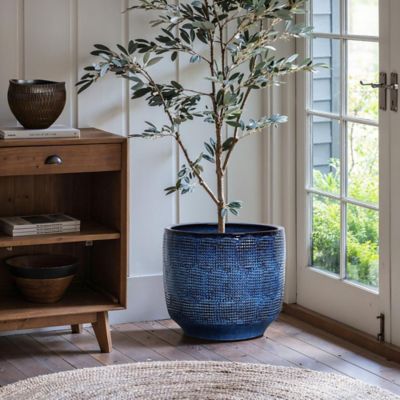 Image showing  Ocean Blue Round Ceramic Planter