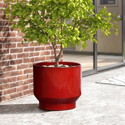 LuxenHome Red Wine Round Ceramic Planter