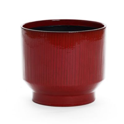 LuxenHome Red Wine Round Ceramic Planter