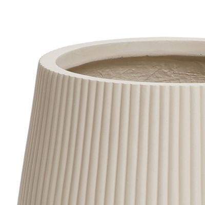 Image showing  Off-White Ribbed 15.55 in. Round Planter