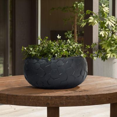 Image showing  Black Beehive Pattern 17.5-Inch Round Planter