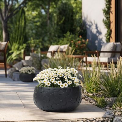 Image showing  Black Beehive Pattern 17.5-Inch Round Planter