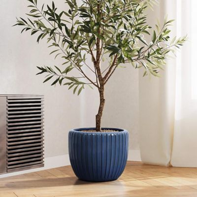 Image showing  Ribbed Bowl Round Ceramic Decorative Planter Pot