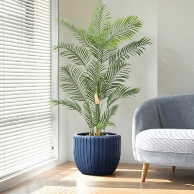 Image showing  Ribbed Bowl Round Ceramic Decorative Planter Pot
