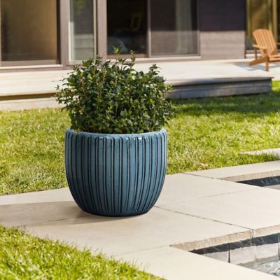 Image showing  Ribbed Bowl Round Ceramic Decorative Planter Pot