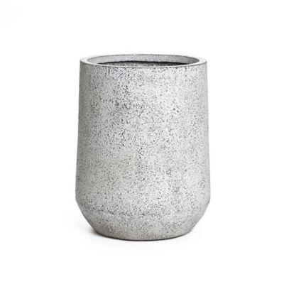 LuxenHome Blue and White Flower Pattern Round Tapered MgO Planter, Indoor and Outdoor