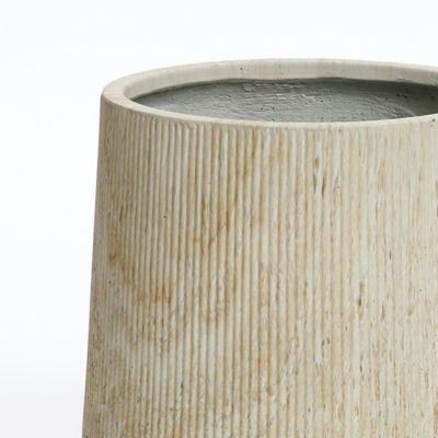 Image showing  2-Piece Marble Off-White Ribbed Texture MgO Planter Set, Indoor and Outdoor