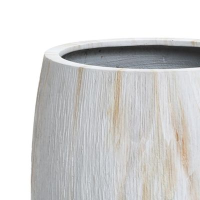 Image showing  2-Piece Marble White with Brown Ribbons Texture MgO Planter Set, Indoor and Outdoor
