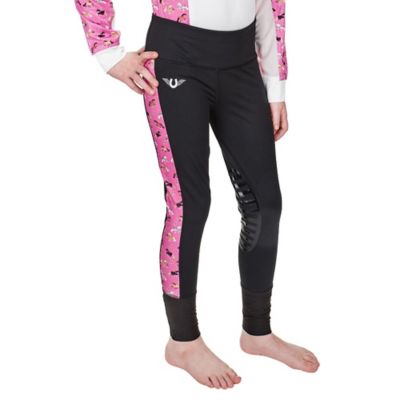 TuffRider Children's Puff Ponies Pull-on Tights, Silicone Knee Grip