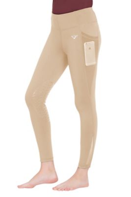 TuffRider Women's Minerva EquiCool Pull-on Tights, Silicone Knee Patches