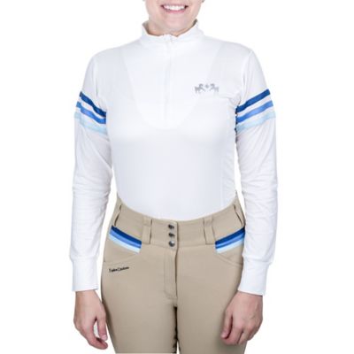 Equine Couture Gradient Long Sleeve Show Shirt with Arm Stripes