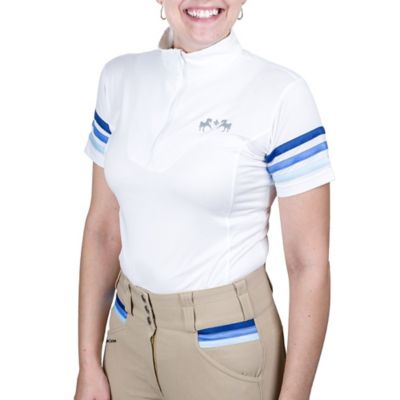 Equine Couture Gradient Short Sleeve Show Shirt with Arm Stripes